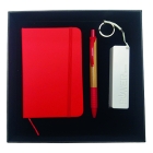 Coffret bloc-notes + stylo + power-bank red