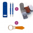 Pack Set stylos Aluminium+ Clé usb Métallique+ Porte-clés cravate