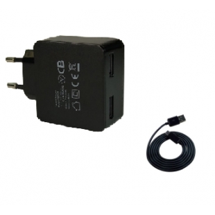 Chargeur USB Duo + câble micro USB 1m